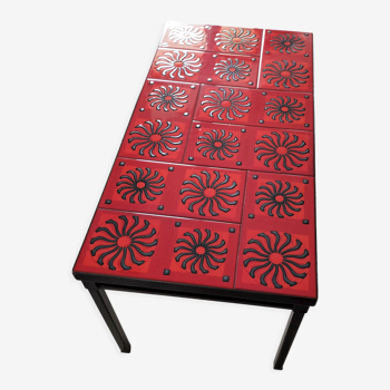 Red and black ceramic table right foot year 70