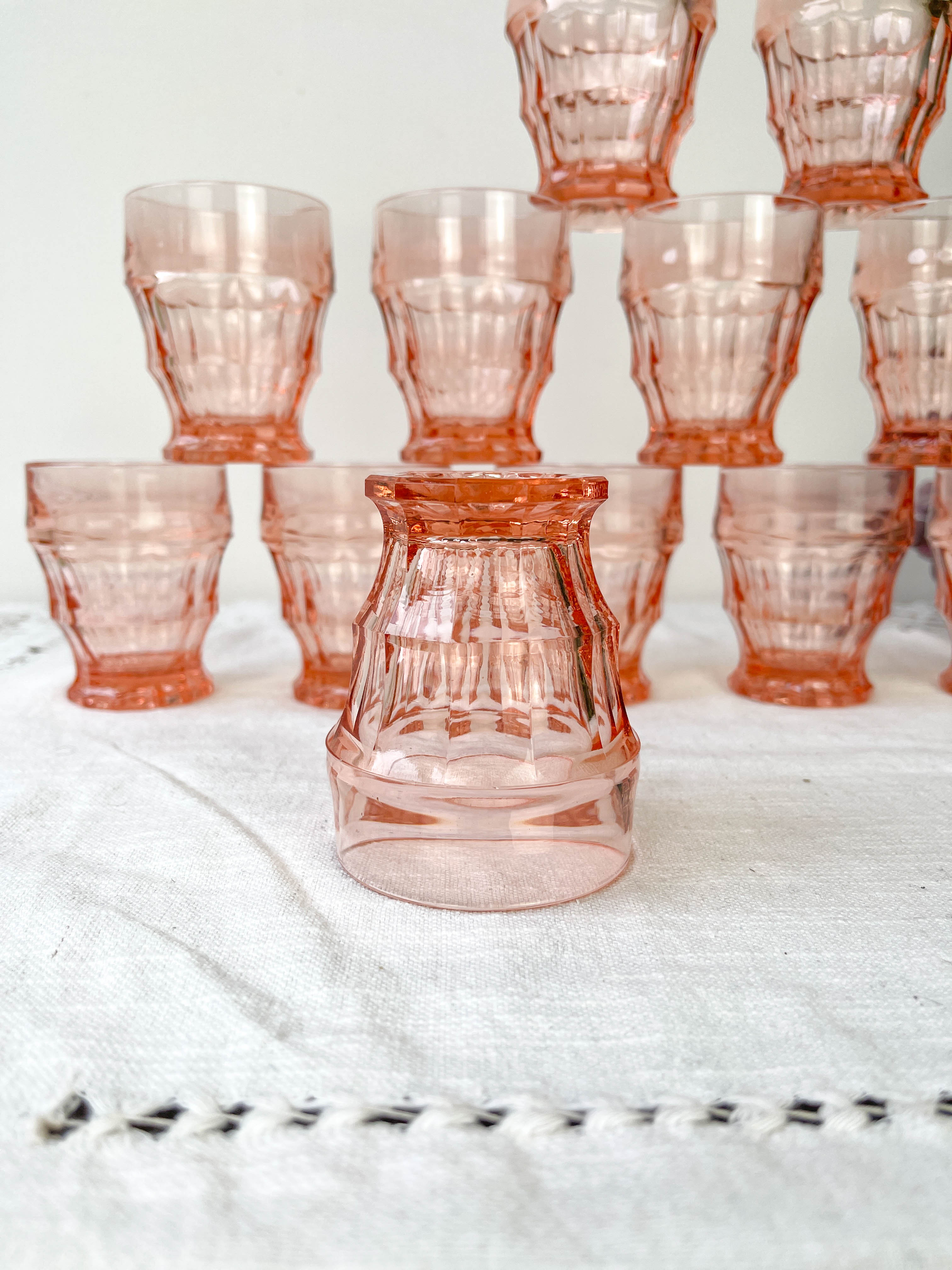 6 verres rose vintage style art déco