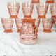6 verres rose vintage style art déco