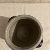 Grease pot in blue-patterned stoneware