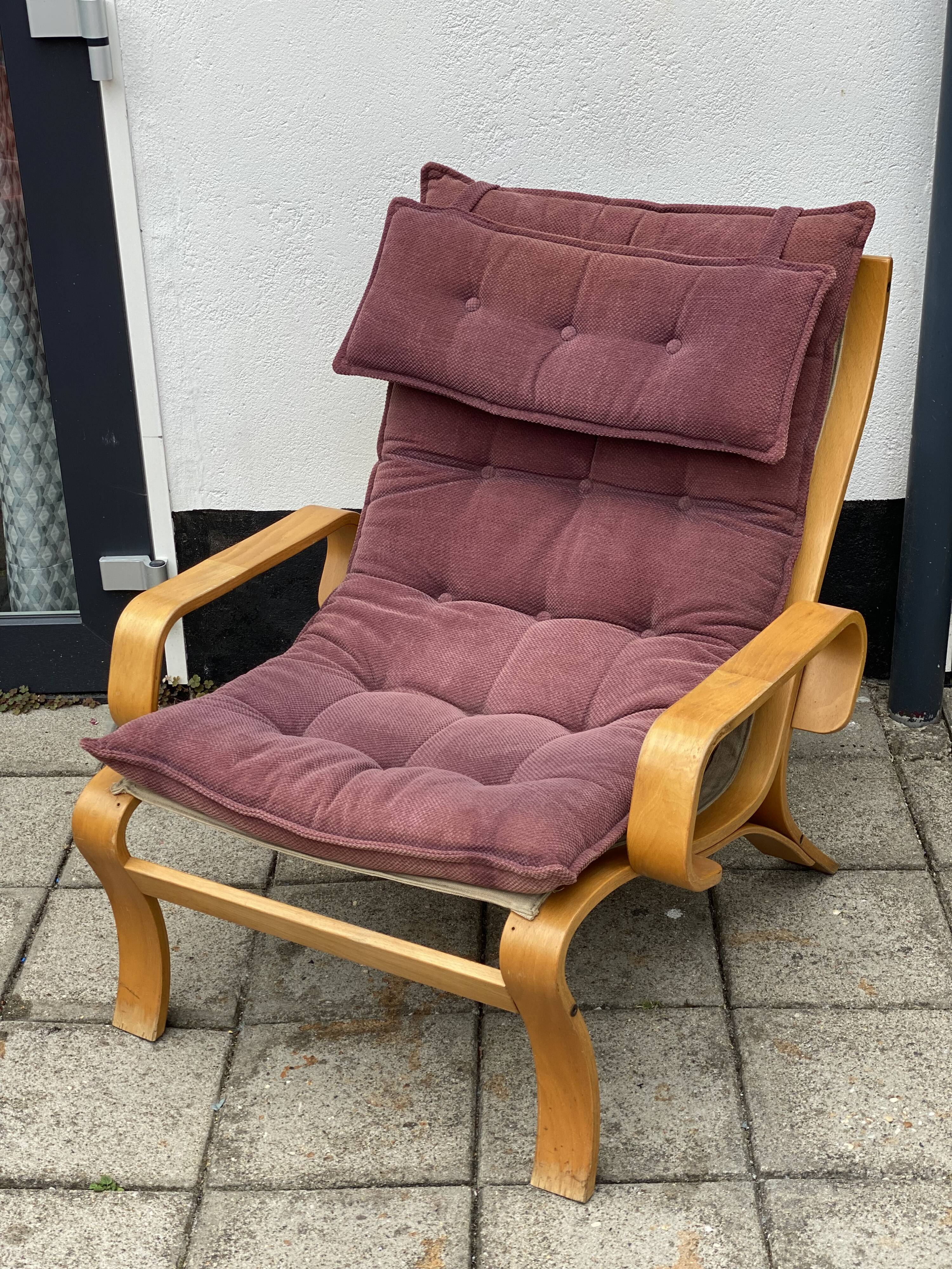 Vintage Swedish Bent Wood Lounge Chair