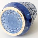 Vintage Scheurich Inka Vase, Blue Ceramic, West Germany