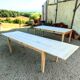 Extendable farmhouse table in solid patinated oak
