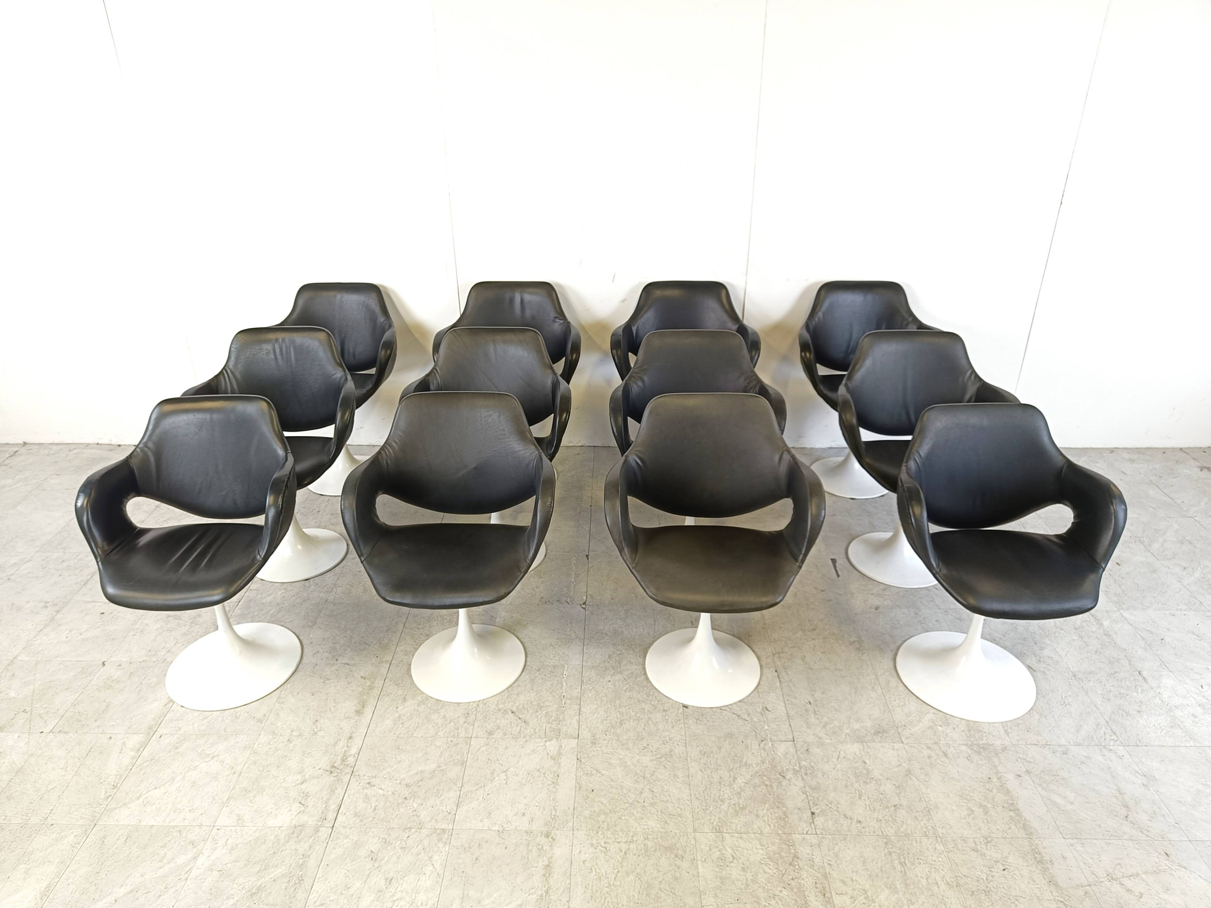 Vintage Euro FV tulip dining chairs set of 12 -  1970s