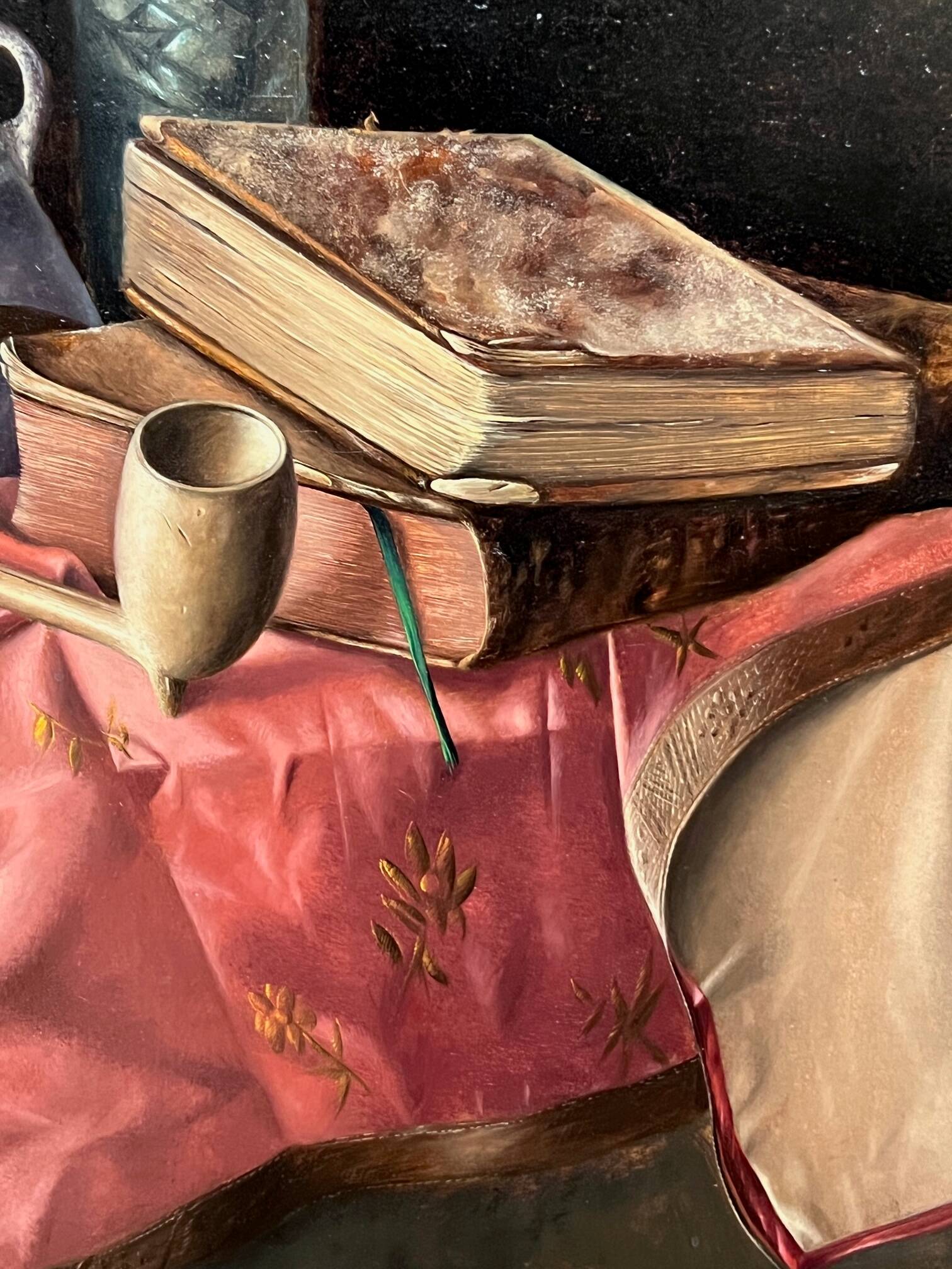 Jef Diels. Still life with books and smoking pipes.