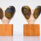 Bougeoirs en céramique et en bois de Nittsjö, Suède, années 1970, ensemble de 2