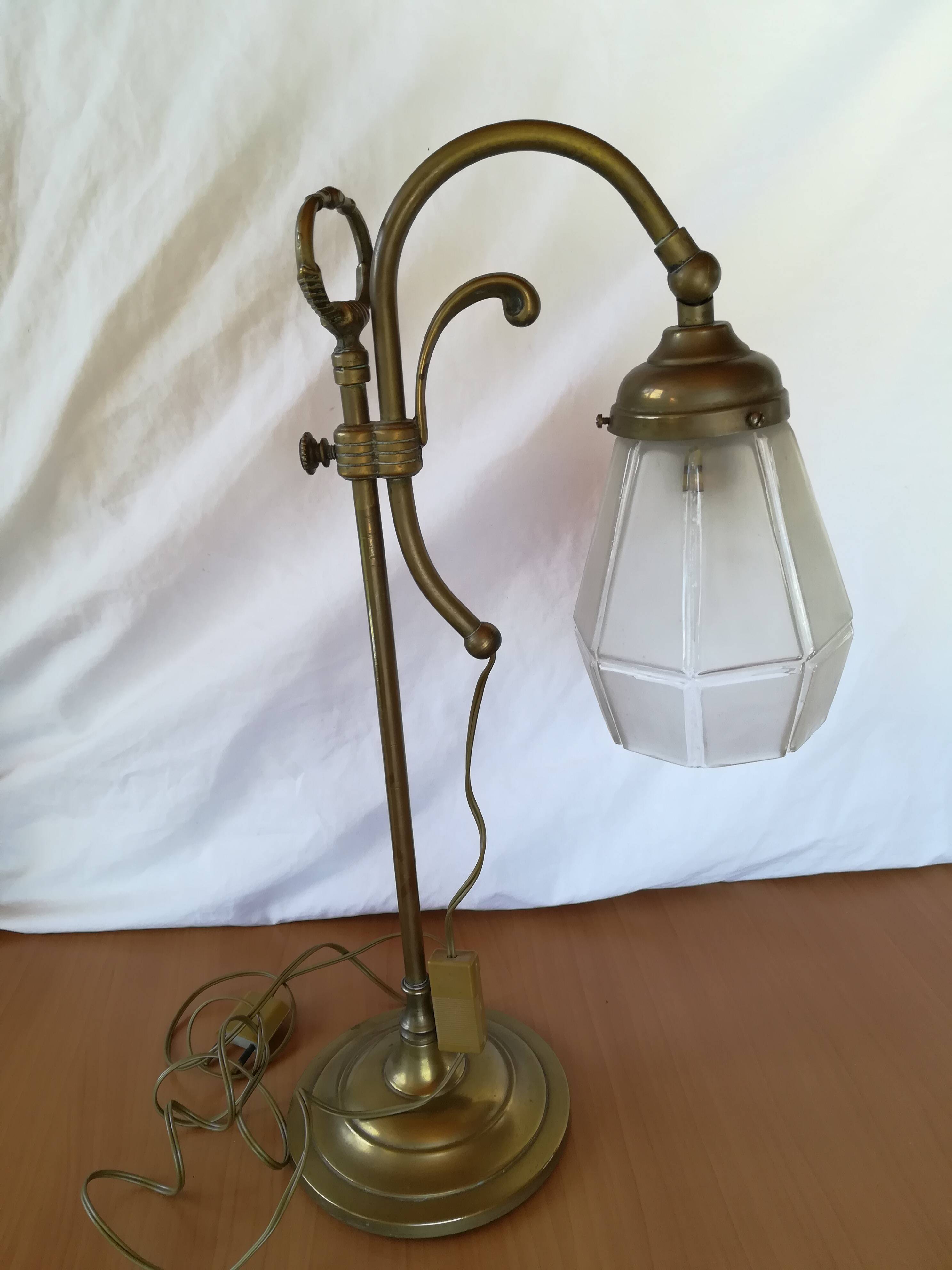Art deco brass swan neck lamp