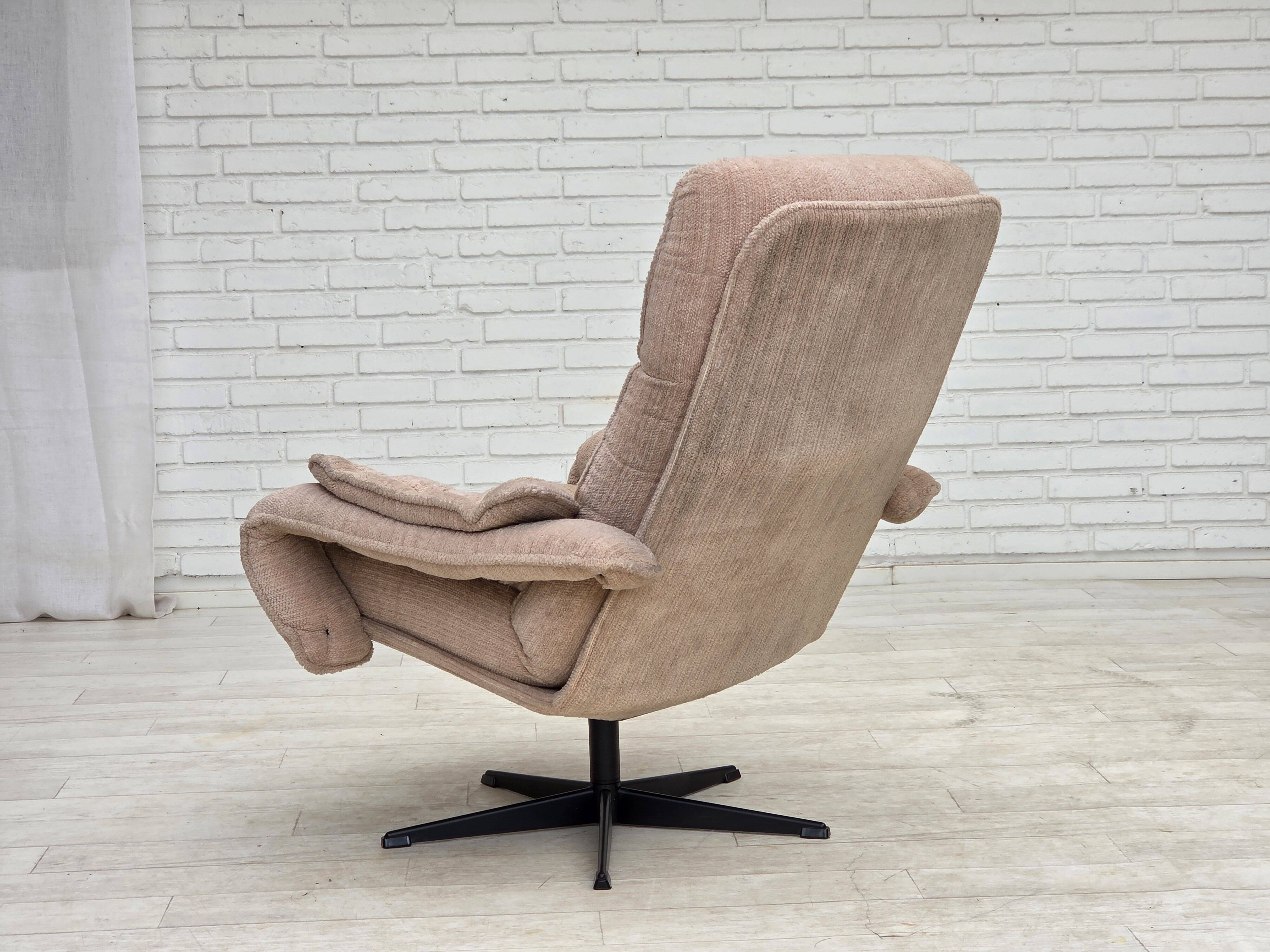 1970s, Danish swivel armchair, beige furniture fabric.