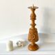 Carved wooden candle holder