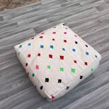 Moroccan Berber Azilal Kilim Pouf - 100% Wool and Cotton - Handwoven Floor Cushion