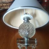 Paire de lampes en verre et chrome vers 1950