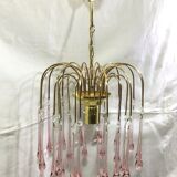 Murano chandelier pink crystal drops