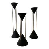 Trio of Post Modern metal candle holders