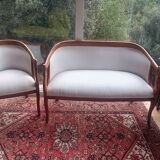 Salon 2 pièces gondoles style Empire à accoudoirs cols de cygnes