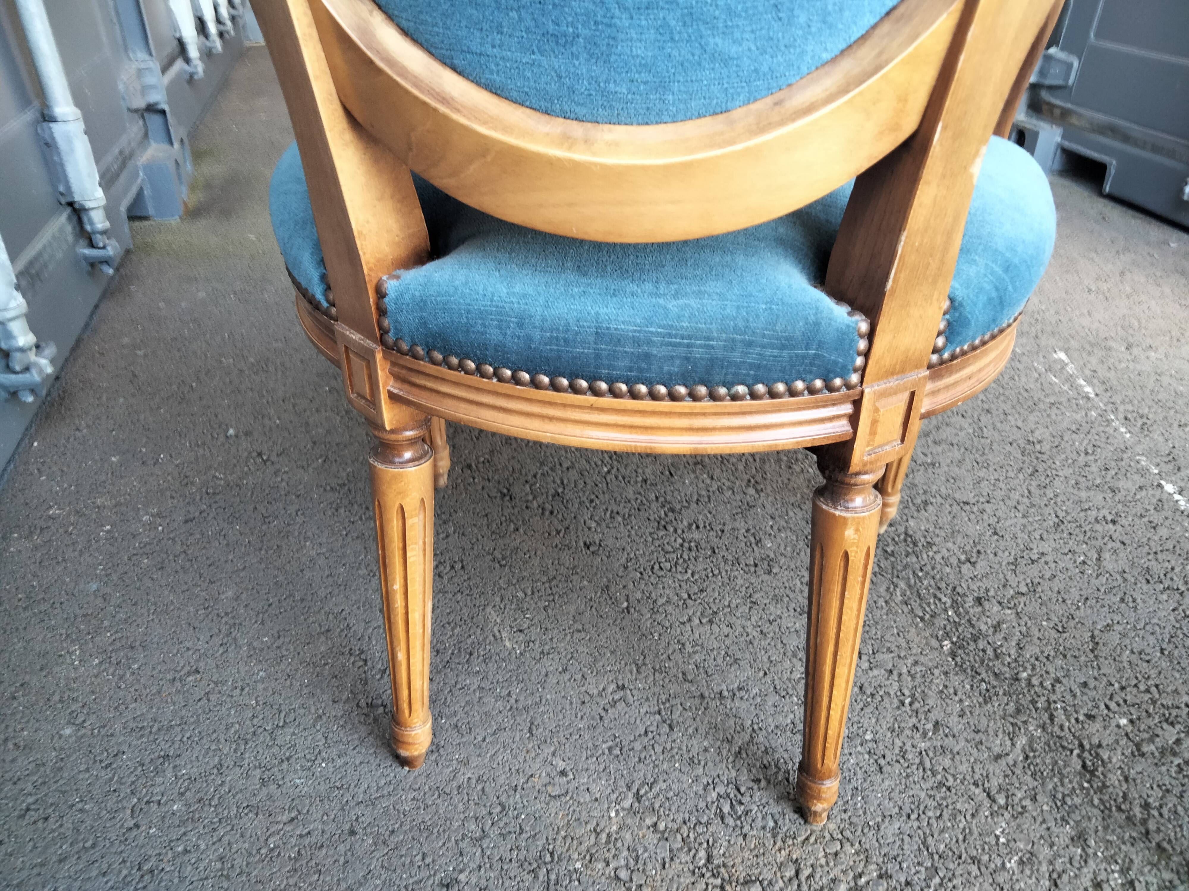 Pair of armchairs old medallion style louis xvi