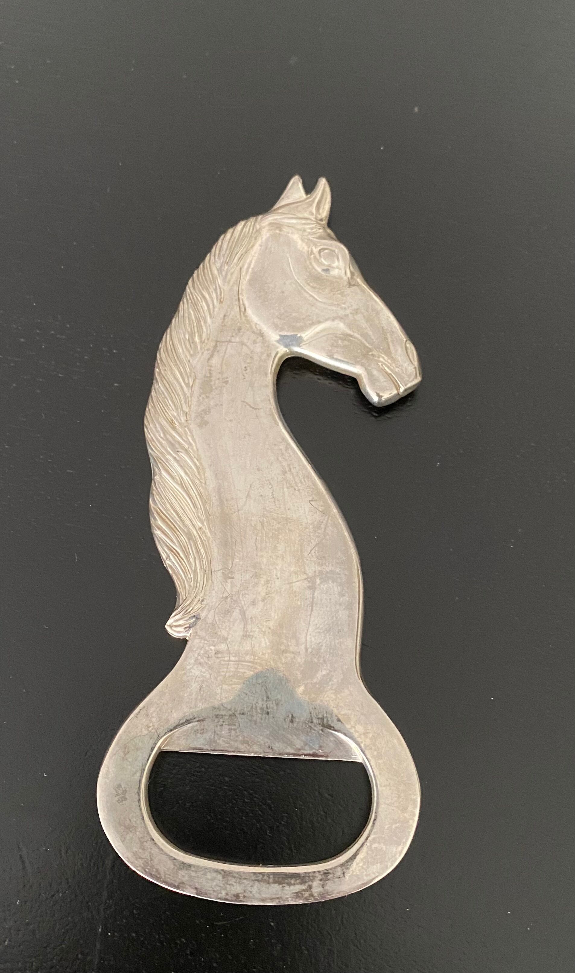 Silver metal bottle opener vintage horse shape