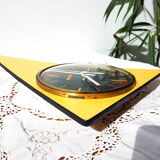 Yellow triangular KIPLE pendule in formica Years 7 Vintage clock Vintage pendule Made in France