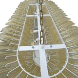 Mid-century Modern Style Italian Murano Glass and Brass Palmette Chandelier