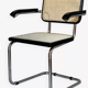 Cesca armchair with metal and wood armrest by Marcel Breuer