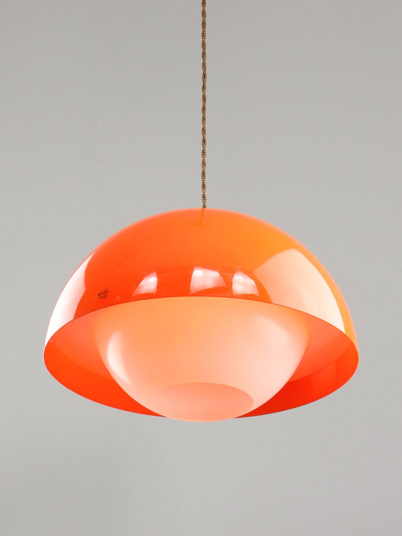 Italian Space Age Pendant in Chrome and Orange Plexiglass, 1970s