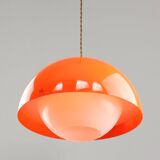 Italian Space Age Pendant in Chrome and Orange Plexiglass, 1970s