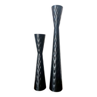 Pair of vintage metal diabolo candlesticks