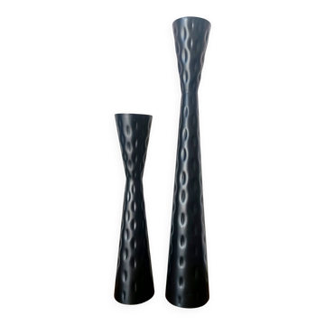 Pair of vintage metal diabolo candlesticks