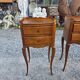 Pair of Louis XV style bedside tables in solid cherry wood.