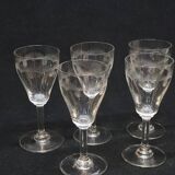 5 Old Port or Aperitif Glasses in Engraved Crystal with St Louis Palm Tree Decor?