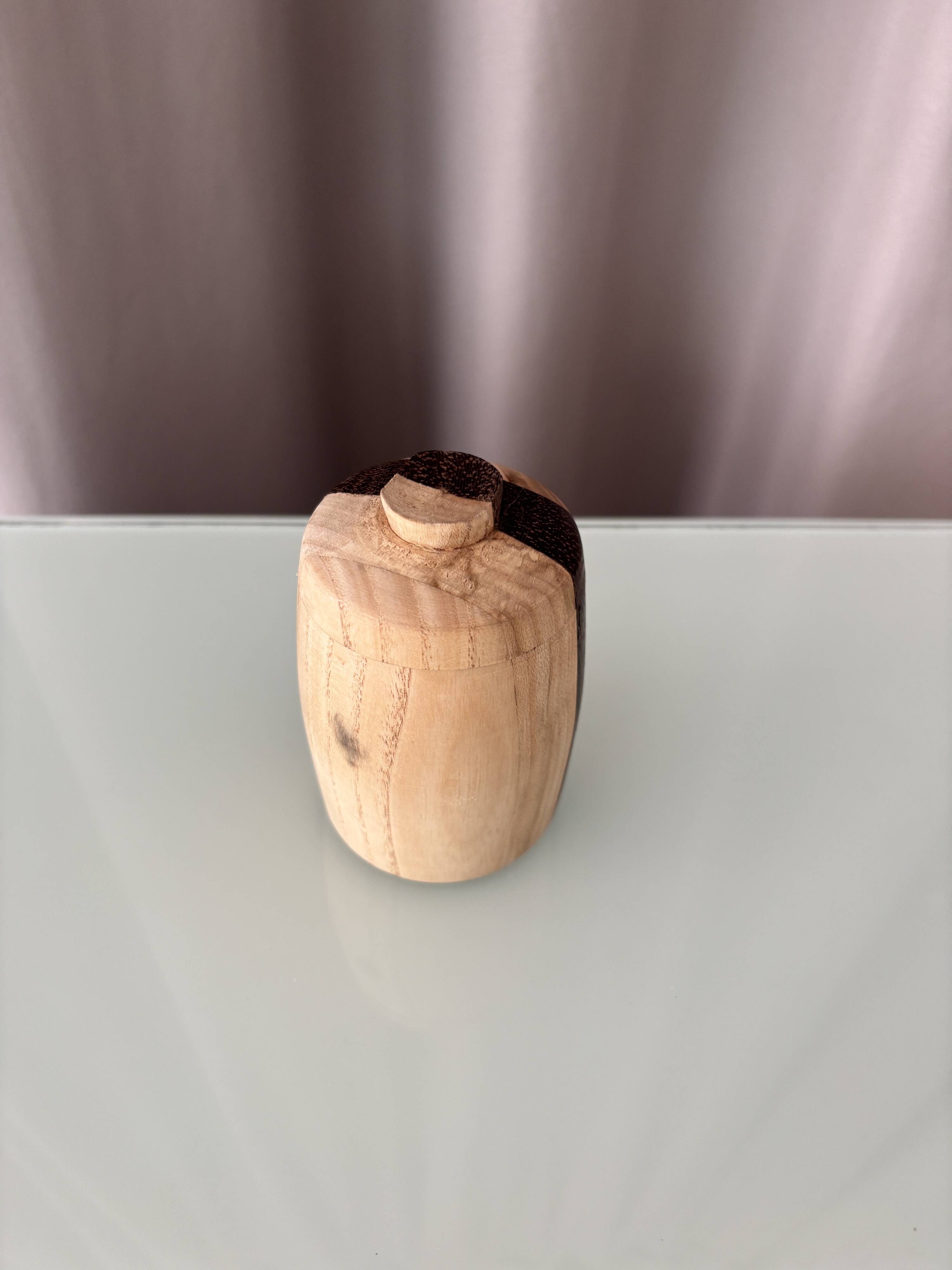 Scandinavian Hand-Turned Wooden Lidded Pot, Denmark, 1970s