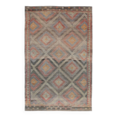 7x10 Kilim Grey Tons Living Room Wool Kilim Rug, 202x315Cm
