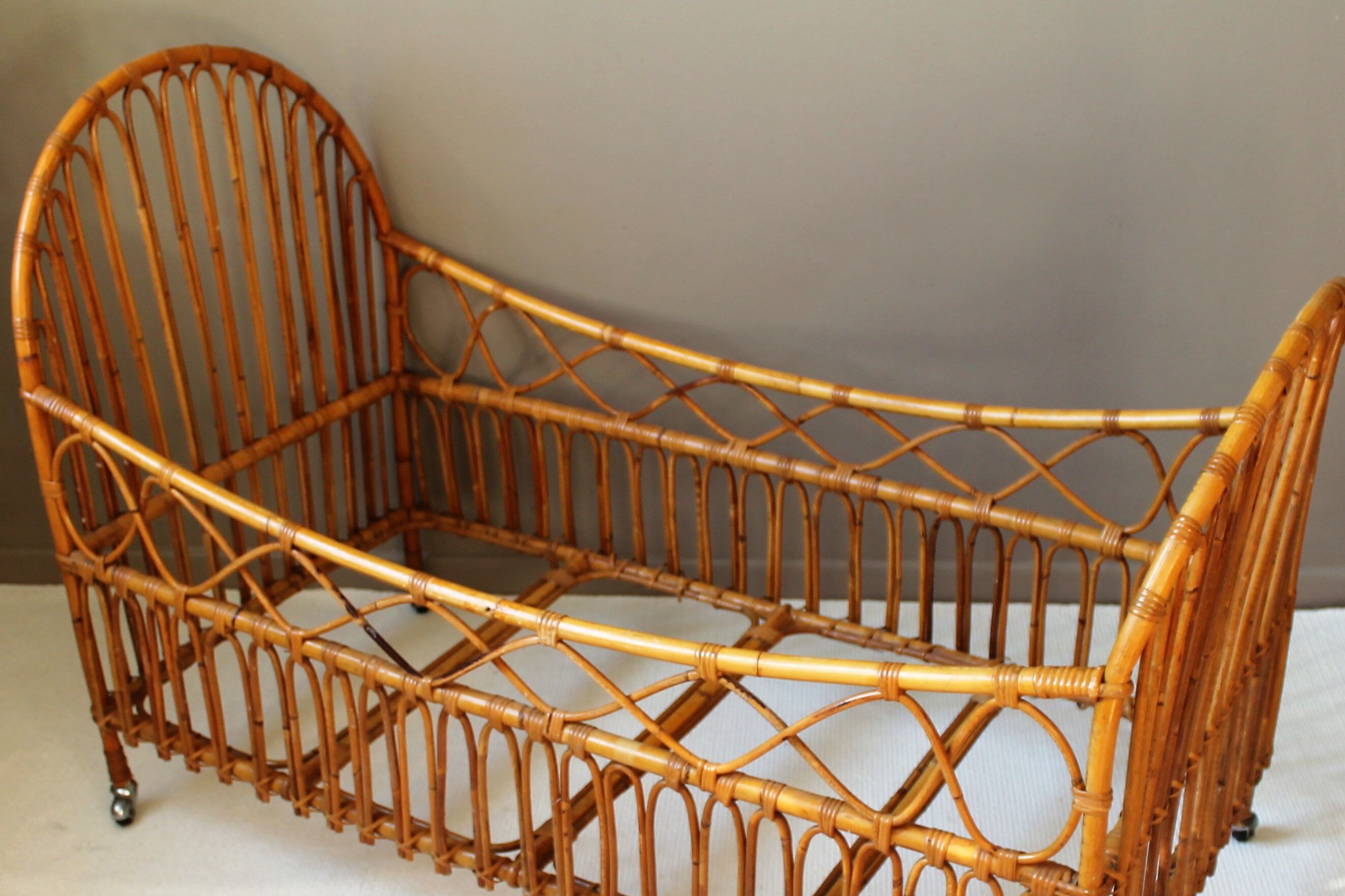 Vintage rattan cradle