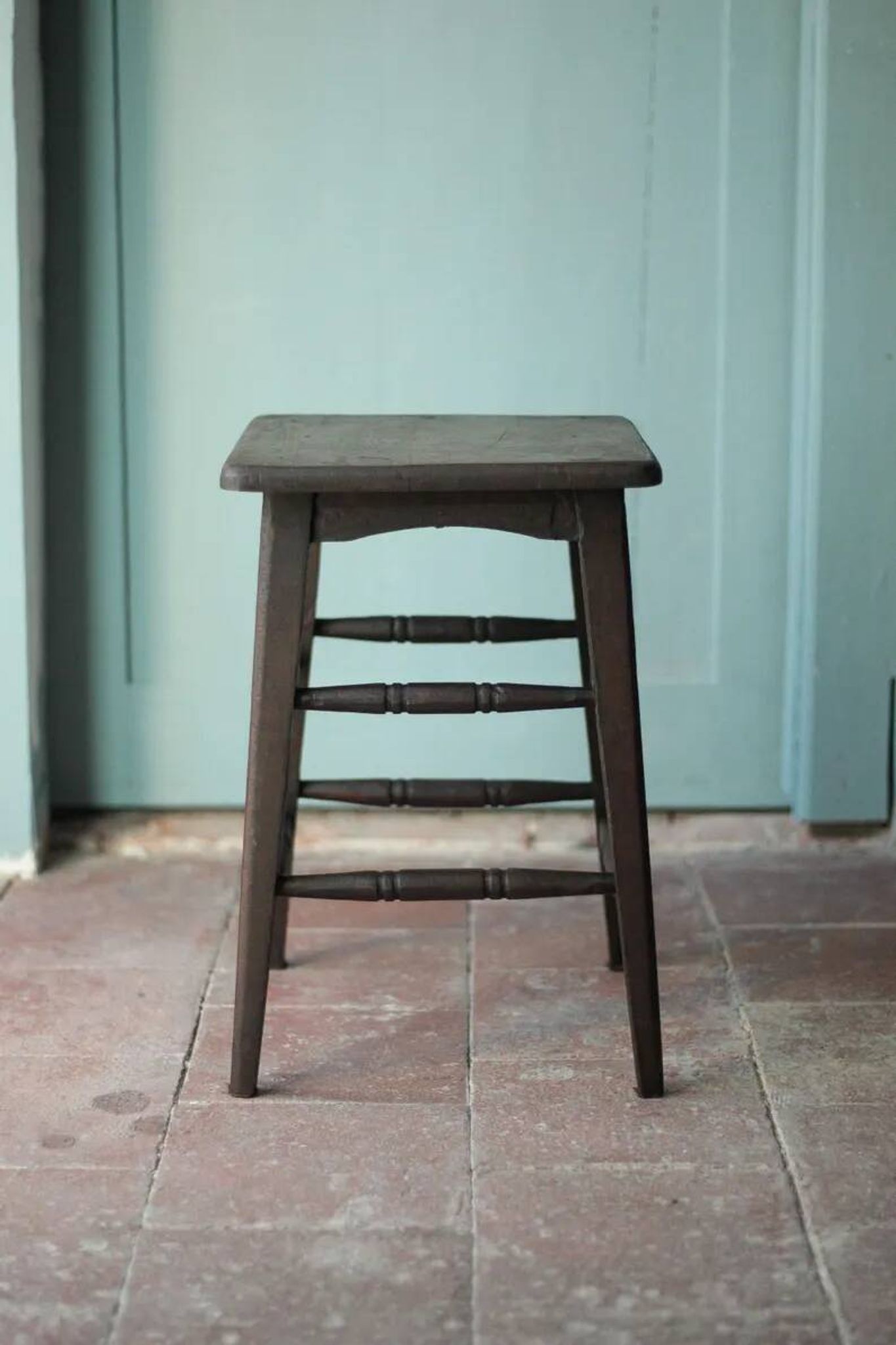 Vintage French stool from the 1940s, wooden stool, extra seat, stool.