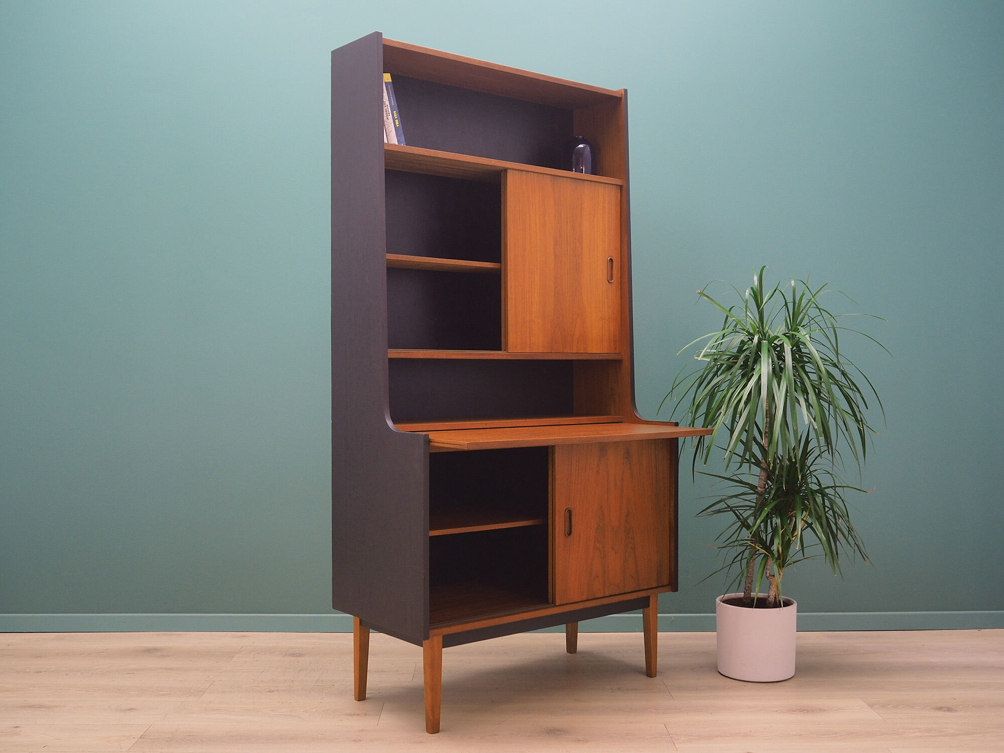 Bookcase teak with bar, Danish design, 70's