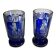 Cristal de Bohême, set de 2 verres doublé taillé bleu cobalt, ca 1900