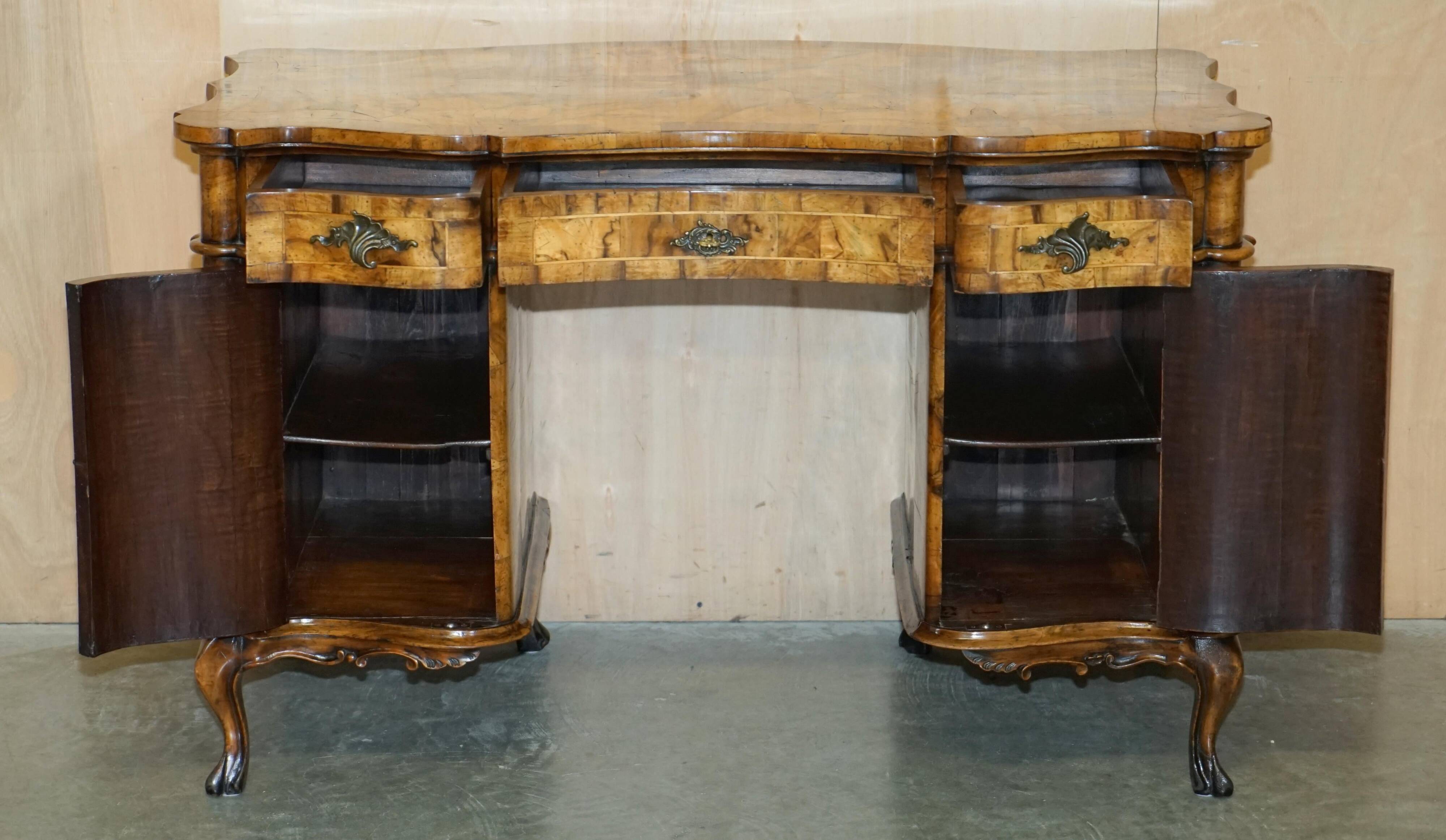 Antique Italian writing desk in olive wood circa 1860