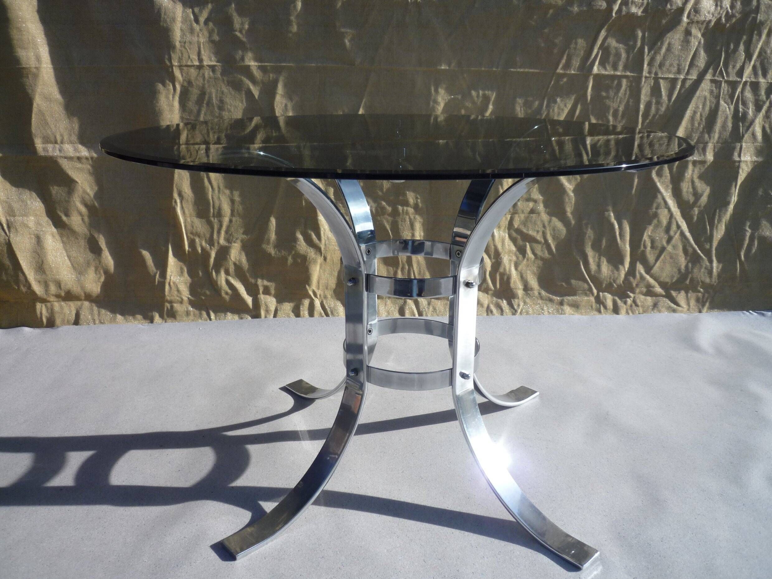 Dining table glass and chrome