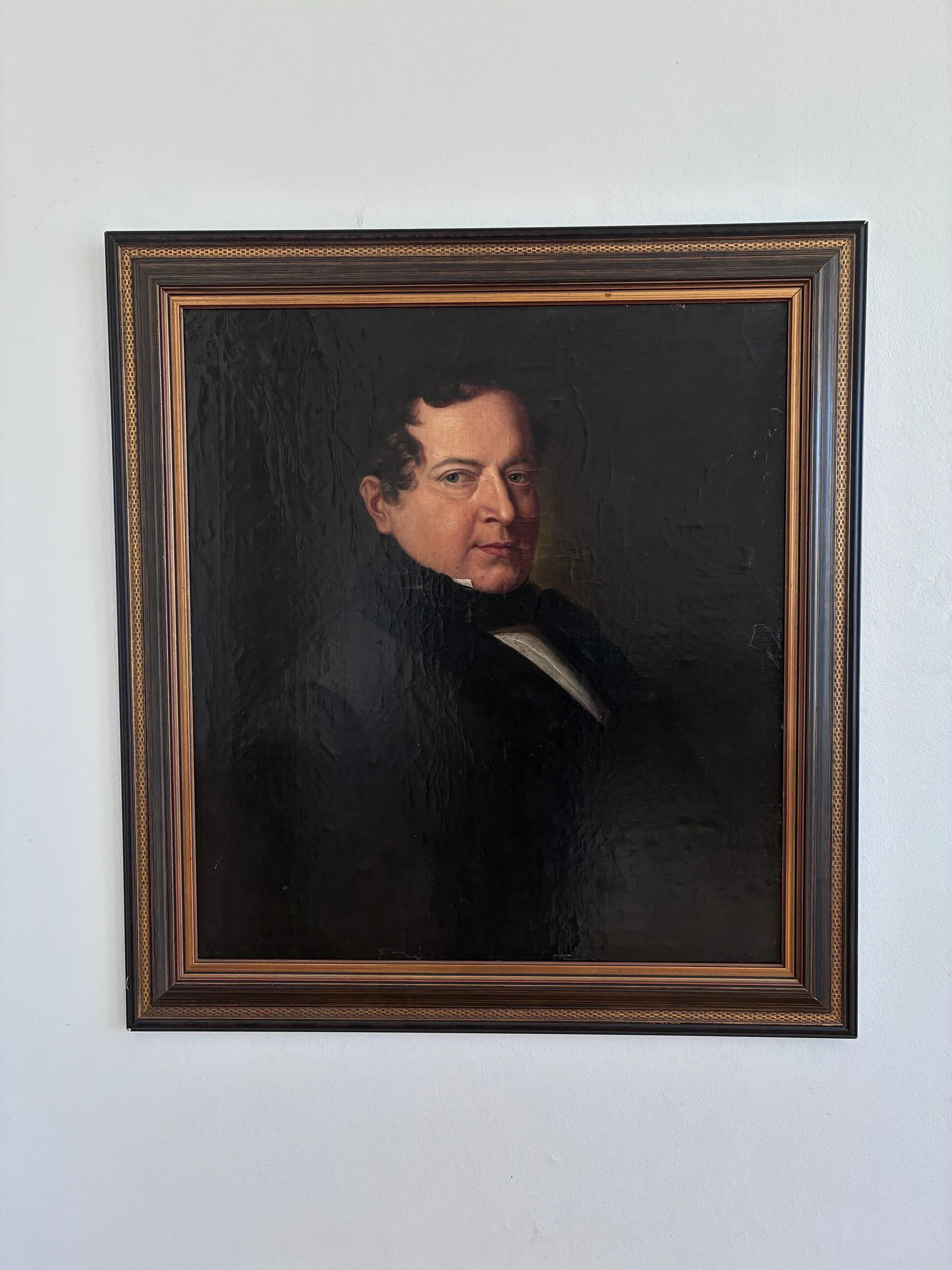 Antique original oil painting of a German opera tenor, large 19th century portrait
