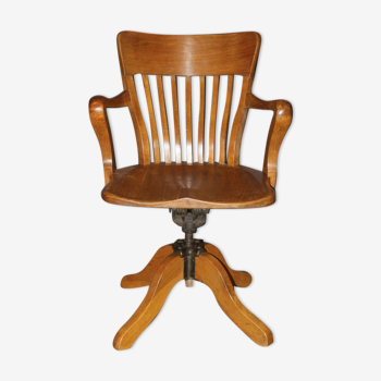 Fauteuil de bureau tournant en chêne vers 1930