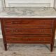 Louis XVI commode in mahogany with brass beading, arabescato marble top, 18th century