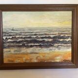 Signed marine painting on hardboard