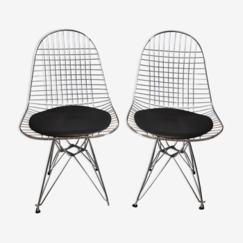 chrome metal design chairs and black skai seat