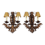 Pair of wrought iron sconces "Venetian masks"