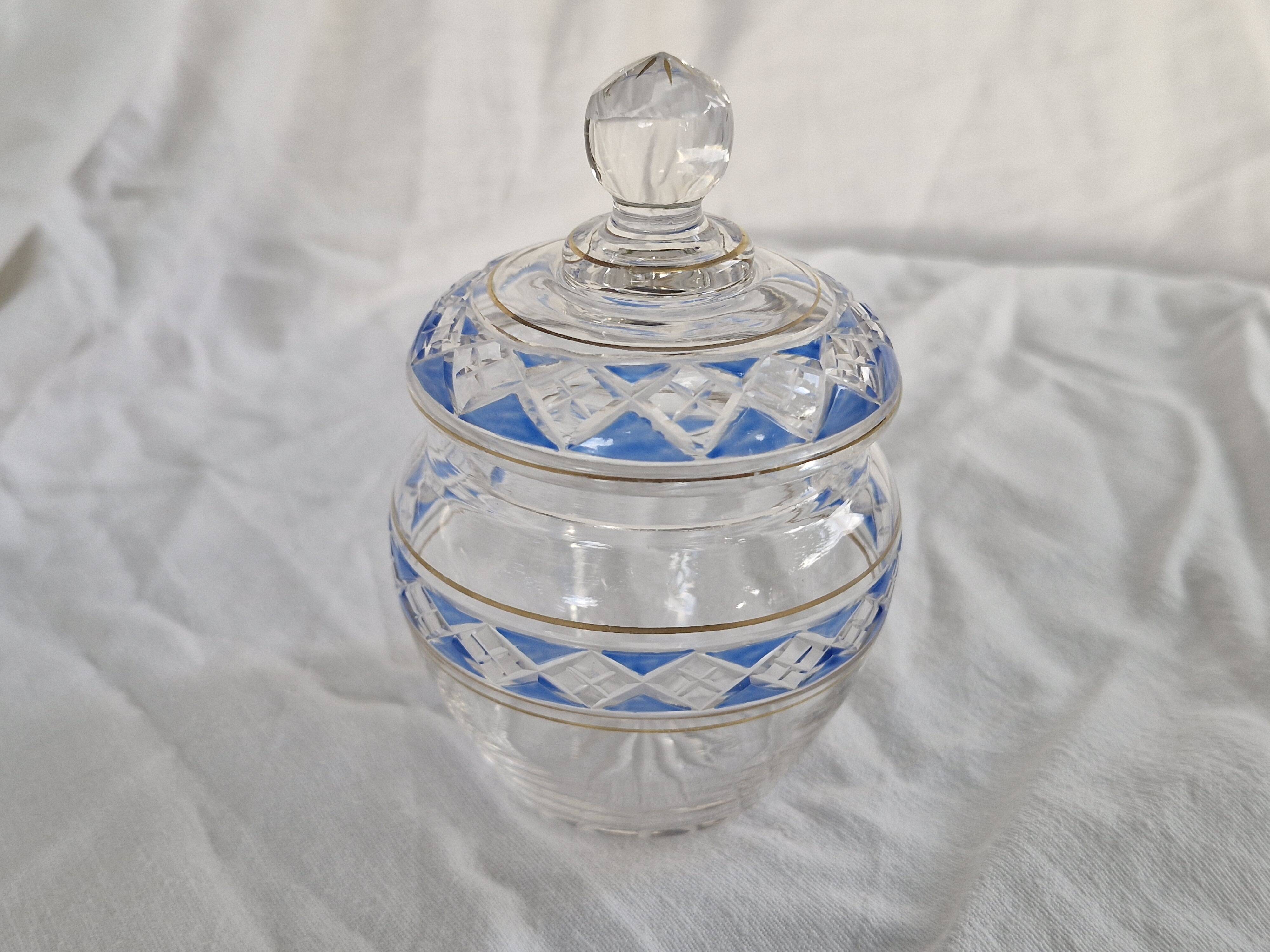 3 Antique Pieces Cut Crystal, Enameled - Early 20th Century