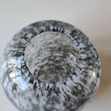 Spherical/ball vase in blown art glass. lsa international. smoked gray speckled white. size 14 x 15 cm