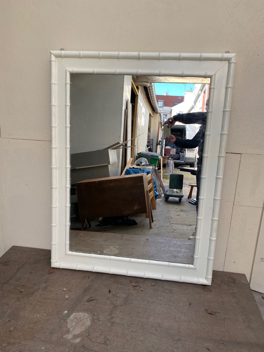 Wooden and bamboo mirror