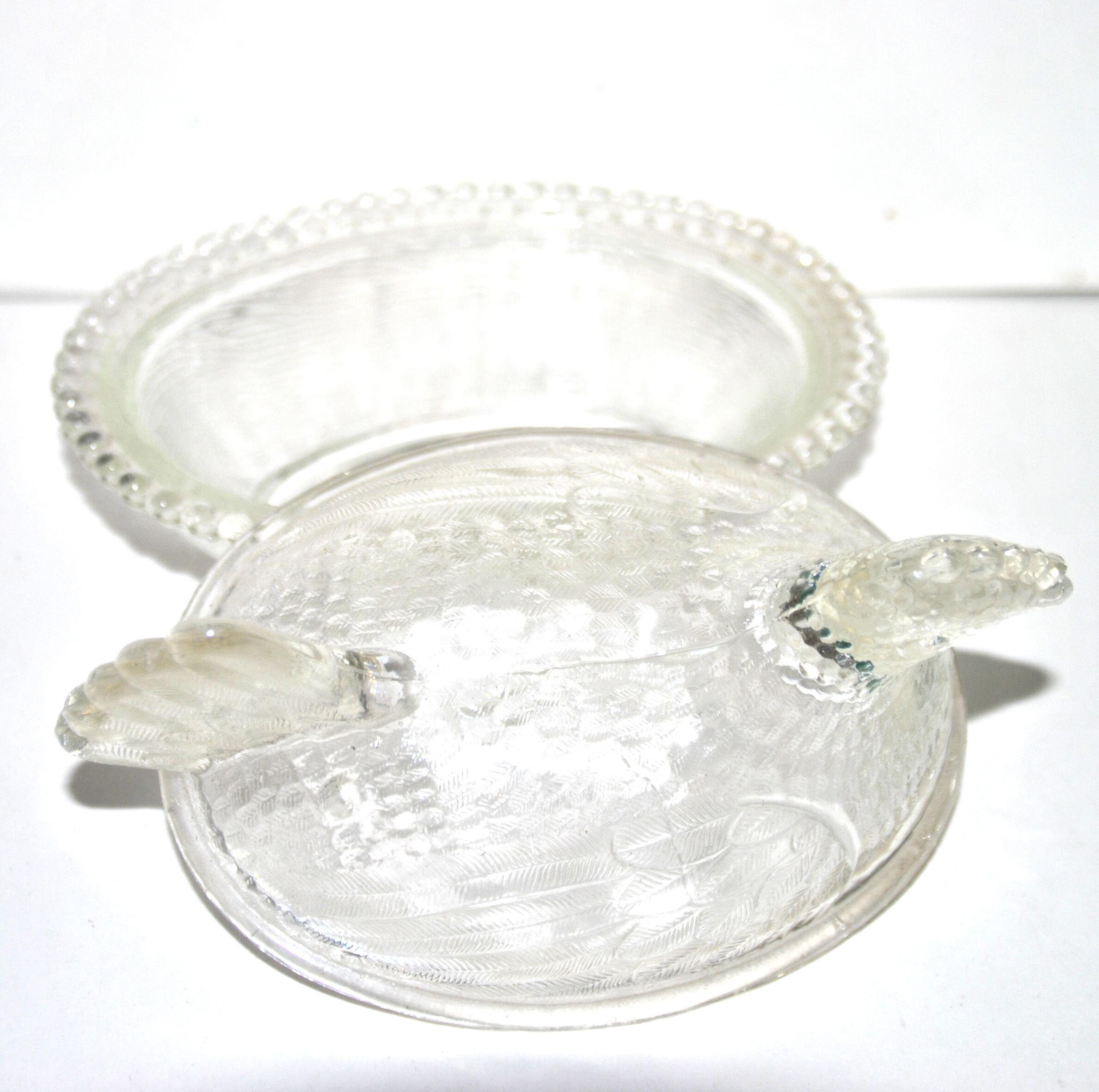 Box Bonbonnière Glass chicken - vintage chicken butter maker VERRERIE PORTIEUX