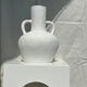 Handcrafted terracotta vase painted white with double handles h:40 d:30