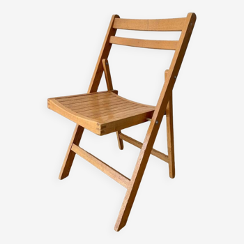 chaise pliante en bois de hêtre vintage années 70
