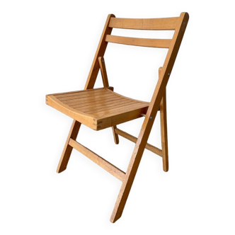 chaise pliante en bois de hêtre vintage années 70